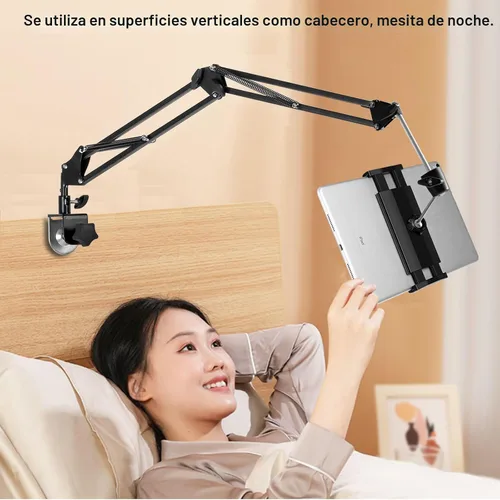 Vista 2 de Soporte para Tableta y Soporte para Teléfono para Cama, Soporte para iPad para Escritorio, Cabecera, Mesita de Noche, Mesa, Compatible con iPhone