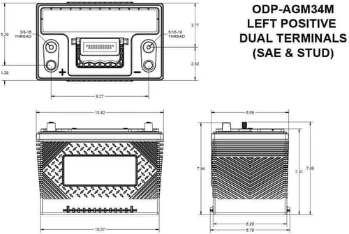 Vista 2 de Batería náutica de doble propósito Trolling Thunder Odyssey 34M-PC1500ST