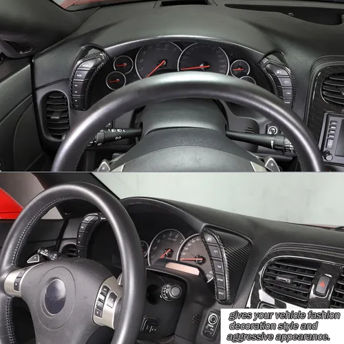 Vista 7 de Lcojicep Cubierta interior para interruptor de botón de auto en ambos lados compatible con Chevrolet Corvette C6 2005-2013, velocímetro lateral Negro