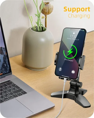 Vista 5 de APPS2Car Soporte de teléfono resistente, soporte de escritorio ajustable para videollamadas, compatible con teléfonos inteligentes de 4.7 a 6.8