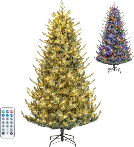 Vista 42 de GOFLAME Árbol de Navidad preiluminado de 7.5 pies con control remoto 3-Verde