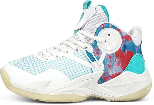 Vista 2 de DeoGinus Zapatos de baloncesto para niños, con amortiguación de aire, para niñas, zapatos de entrenamiento escolar, antideslizantes, para deportes