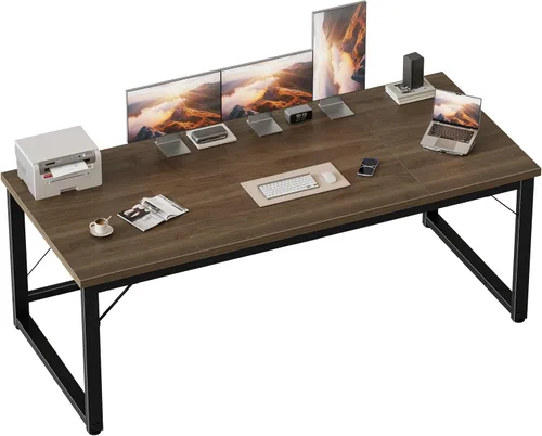 Vista 35 de Mericonia Escritorio para computadora, escritorio de juegos para espacios pequeños, mesa de estilo moderno y simple para oficina en casa, mesa
