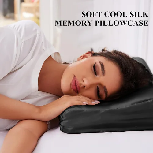 Vista 8 de THXSILK 19 Momme 1 funda de almohada de seda de morera 100% natural para contorno cervical, funda de almohada de látex cervical lavable