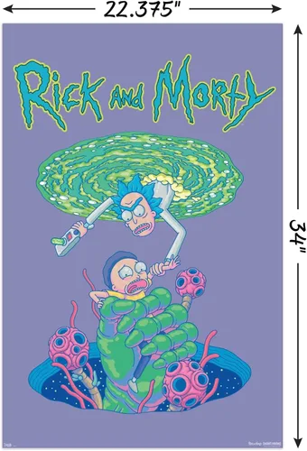 Vista 3 de Trends International Rick And Morty - Póster de pared de otoño portal, 22.375 x 34 pulgadas, versión sin marco