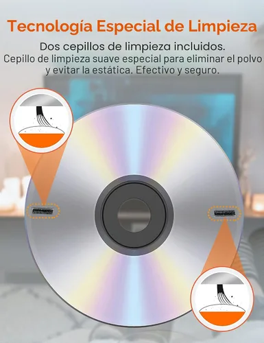 Vista 2 de Arsvita Kit de Disco Limpiador de Lentes Láser para Reproductor de CD/VCD/DVD, Seguro y Eficaz, ARCD-04 con sistema de limpieza de doble cepillo