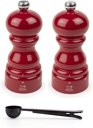 Vista 9 de Peugeot Paris u'Select - Juego de molinillo de sal y pimienta manual de 6 ajustes con cuchara de especias de acero inoxidable negro, fabricado