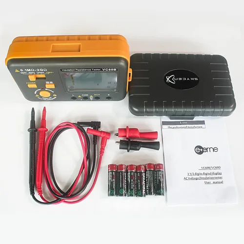 Vista 7 de Probador de resistencia de aislamiento digital VC60B, medidor eléctrico de megaohm con prueba de voltaje de prueba de 250V/500V/1000V Resistencia