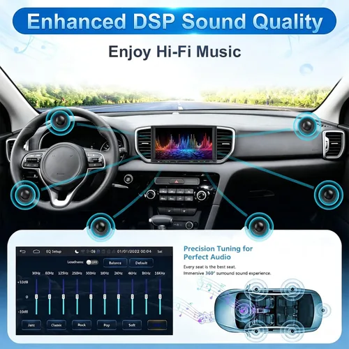 Vista 12 de Estéreo de coche doble DIN inalámbrico Apple CarPlay Android Auto, radio doble DIN de 7 pulgadas con Bluetooth, enlace de espejo, cámara de visión
