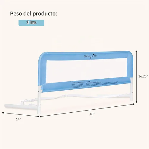 Vista 4 de Dream On Me Riel de cama de malla ajustable, dos niveles de altura, listo para usar, compatible con camas de tamaño individual para adultos, Rosa