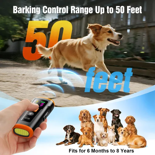 Vista 5 de Dispositivos Disuasorios de Ladridos de Perros, 3X Dispositivo Anti-Ladridos para Perros Entrenamiento Ultrasónico de Perros, Hasta 50 Pies Control