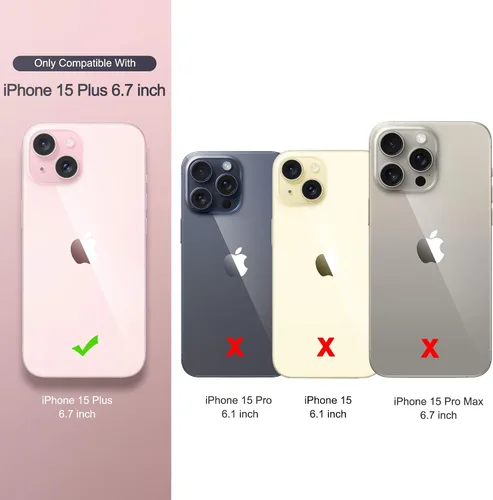 Vista 2 de ULAK Funda compatible con iPhone 15 Plus con purpurina, resistente de doble capa de protección a prueba de golpes, funda protectora transparente
