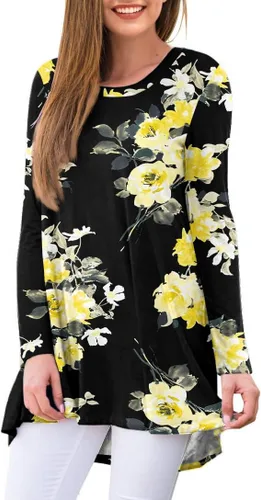 Vista 27 de AWULIFFAN Blusa tipo túnica holgada de manga larga con cuello redondo para mujer
