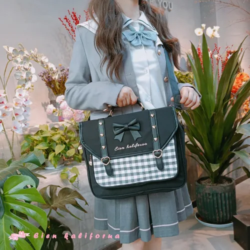 Vista 4 de Lindo arco japonés bolsa JK Uniforme bolsa Kawaii 3 Way Anime Monedero