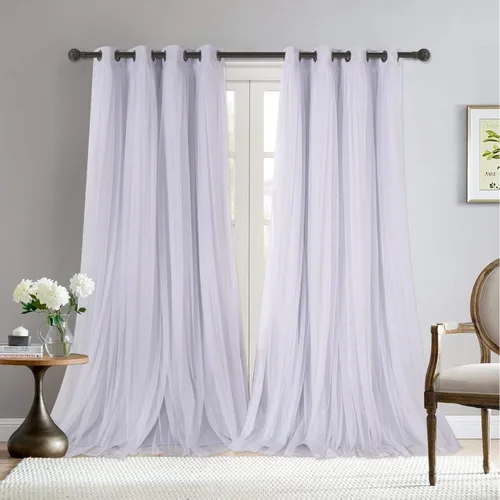 Vista 44 de BONZER Cortinas opacas con superposición transparente, mezcla y combina paneles de ventana de doble capa con aislamiento térmico para sala de estar