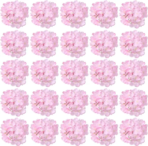 Vista 12 de FagusHome 30 piezas de cabezas de hortensias artificiales de seda, cabezas y tallos de hortensias artificiales para decoración del hogar y boda Azul