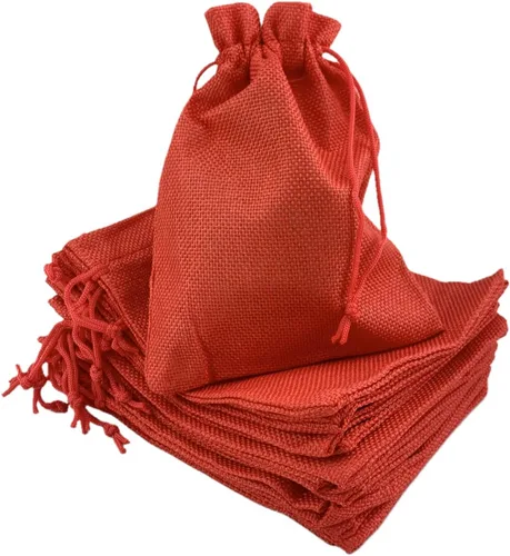 Vista 52 de Palmhomee Paquete de 20 bolsas de regalo de arpillera con cordón, bolsas de joyería de lino, bolsas de yute de boda para joyas y bolsas