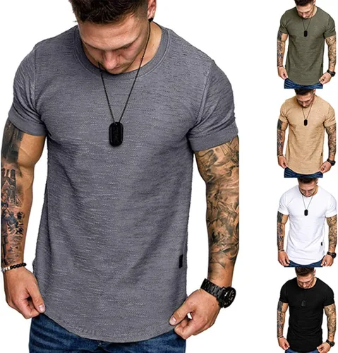 Vista 5 de Camiseta deportiva de algodón para hombre, gimnasio y entrenamiento.