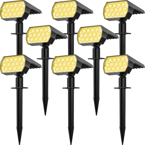 Vista 16 de Focos solares para exteriores, cambio de color, 7 modos/14 luces LED solares para exteriores, impermeables, RGB multicolor, luces solares