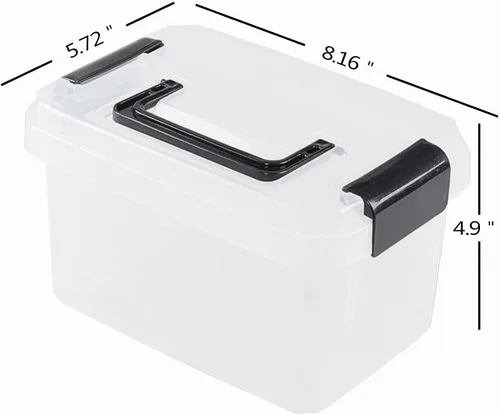 Vista 2 de Contenedores de almacenamiento de plástico pequeños de 2 L con tapas, cajas de almacenamiento de plástico, paquete de 6