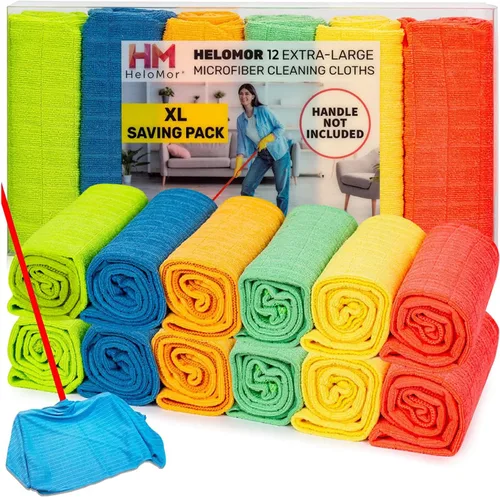 Vista 9 de HELOMOR 3 paños de limpieza de microfibra extra grandes, toallas de piso de 30 x 18 pulgadas para trapeador de escobilla de goma, trapos de limpieza