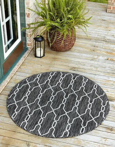 Vista 23 de Unique Loom Outdoor Trellis Collection - Alfombra de área con diseño de enrejado (2 x 6 pies 1 pulgada, azul/marfil)