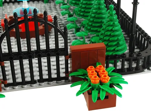 Vista 7 de Bloques de construcción de parques, accesorios para fuentes, juego de calles, kit de ladrillos de construcción, juego de construcción de bricolaje