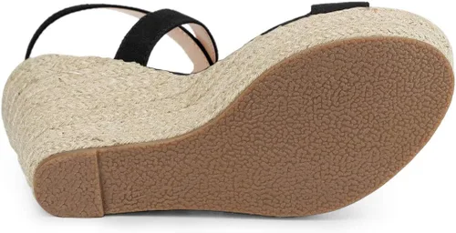 Vista 5 de Allegra K Sandalias de tacón con cuña cruzada para mujer