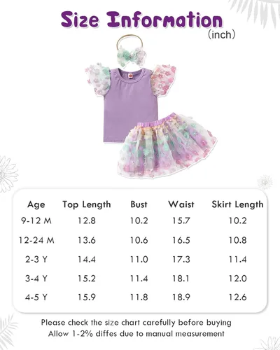 Vista 7 de Viworld Conjunto de falda para bebé niña pequeña, camiseta de manga con volantes, falda de tul con diadema, 3 piezas, vestido tutú para fiesta