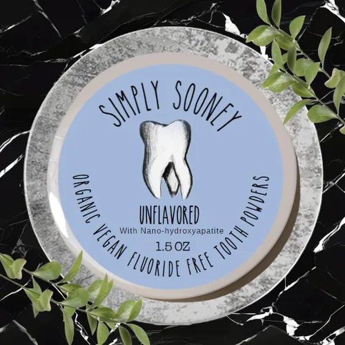 Vista 3 de Polvo de dientes remineralizante vegano sin sabor Simply Sooney sin flúor I para dientes naturalmente más fuertes (nano-hidroxiapatita)