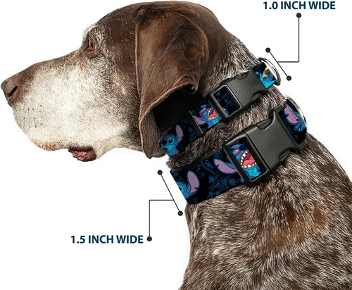Vista 2 de Buckle-Down Stitch Snacking Poses - Collar de clip de plástico negro/azul, multicolor, 1 pulgada de ancho, se adapta a cuello de 9-15 pulgadas