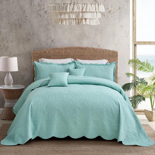 Vista 24 de Colcha extragrande tamaño King, diseño de patrón paisley, funda de cama ligera, reversible, 5 piezas, 100% microfibra, amarillo marfil Cobertura