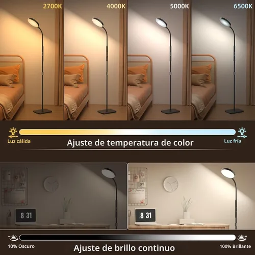 Vista 3 de PACOVY Lámpara de Pie, Lámparas de Pie de Altura Ajustable para Sala de Estar Dormitorio, 120 LED Súper Brillante Lámpara de Pie con Control Remoto
