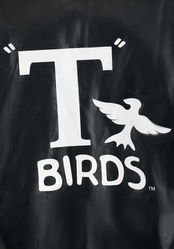 Vista 3 de Chaqueta negra Grease T-Birds para hombre con logotipo Chaqueta de disfraz de Danny Zuko Thunderbirds para adultos para Halloween y fiestas
