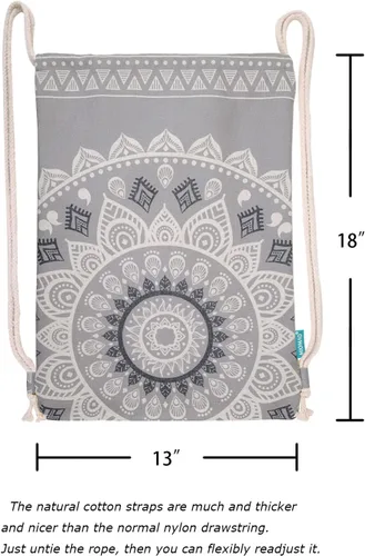 Vista 4 de Miomao Mochila con cordón estilo mandala, bolsa de lona para deportes de playa