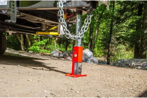 Vista 7 de Southwest Wheel 2,000 libras superior Wind RAM Zinc A-Frame Trailer Jack w/6" Flip Foot