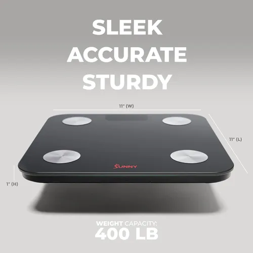 Vista 6 de Sunny Health & Fitness Báscula de IMC de composición de grasa corporal avanzada de 20 métricas con aplicación de seguimiento y analizador de salud