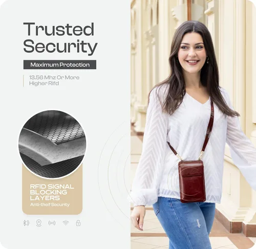 Vista 5 de Claasico Cartera cruzada para mujer y funda para teléfono iPhoneSamsungLG Magnet Cell Pouch & Bolso