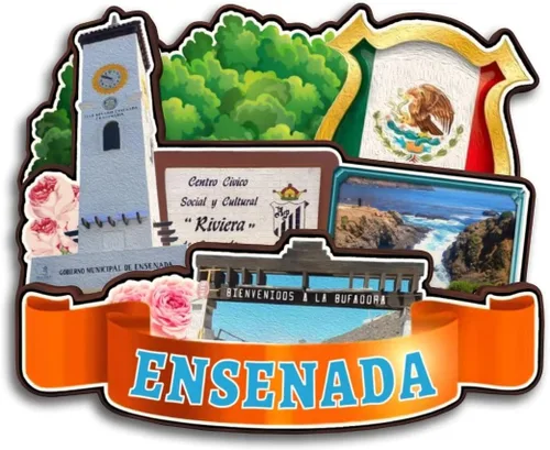 Vista 12 de Ensenada Baja California México - Imán de madera para nevera, colección de madera 3D, hecho a mano, recuerdos de la ciudad de viaje, imán
