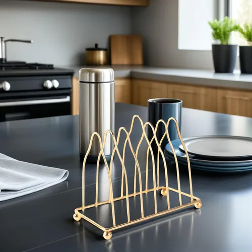 Vista 6 de Alipis Escurridor de platos vertical, organizador de platos decorativo, soporte de hierro con diseño de drenaje, organizador de encimera
