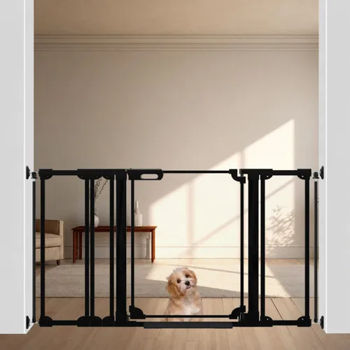 Vista 13 de WAOWAO Puerta transparente para bebés para escaleras, diseño moderno, acrílico con cierre automático, puerta para mascotas, 29.52-37.79 pulgadas