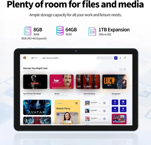 Vista 7 de VASOUN Tablet Android 13 de 10 pulgadas, (expansión de 4+4 GB) RAM 64 GB de almacenamiento 2 en 1 tabletas con WiFi 2.4/5G, BT 5.0, funda de cuero
