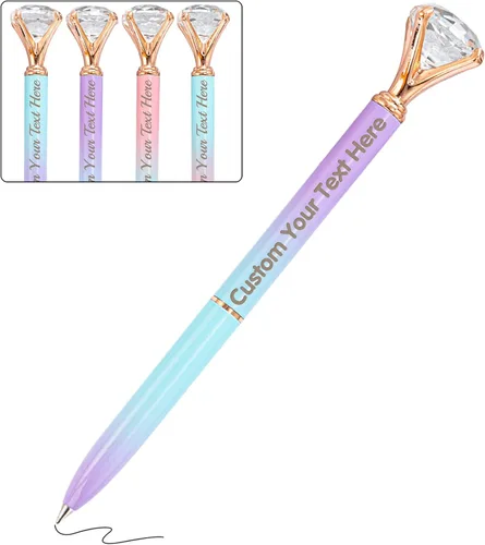 Vista 28 de 12 bolígrafos de diamante con bolígrafo personalizado de cristal a granel grabados personalizados con nombre bolígrafo de tinta negra para boda