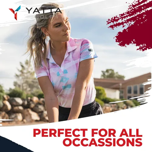 Vista 8 de YATTA GOLF Polo de golf para mujer, resistente a las arrugas, absorbe la humedad y cuello en V para mujer