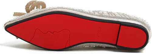 Vista 4 de YQRUIMIAO Zapatos planos para mujer, zapatos planos de boda con diamantes de imitación, punta puntiaguda, zapatos planos de ballet de tacón bajo