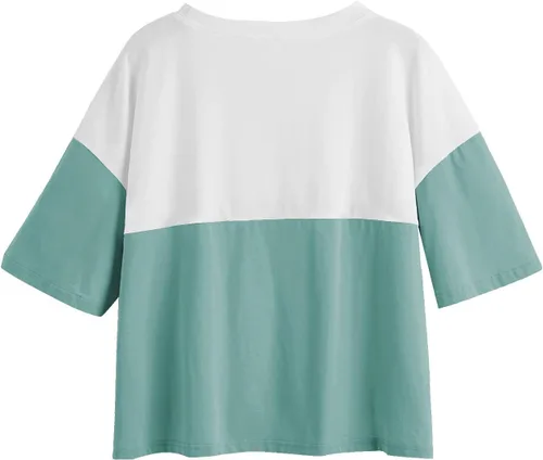 Vista 2 de SweatyRocks Camiseta suelta casual de media manga con bloque de color para mujer