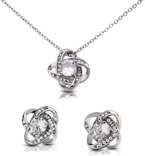 Vista 2 de Set de regalo Aros y Collar Joyas para Mujer Regalo para Esposa de Aniversario Dia De Los Enamorados, Regalo Para Novia San Valetine Regalo Joyeria