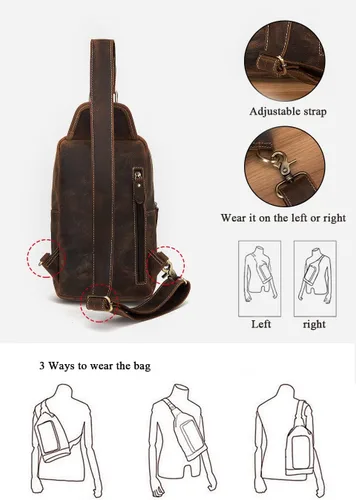 Vista 6 de Le'aokuu Al aire libre Casual Viaje Senderismo Crossbody Pecho Sling Bag Rig Una Correa De Hombro Bolso Mochila 1315