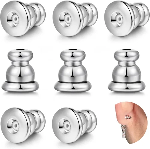 Vista 10 de Respaldos de Aretes para Pendientes, Respaldos de Aretes Tipo Bala de Oro 18K Repuestos para Pendientes/Orejas Caídas, Cierres de Seguridad