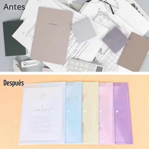Vista 5 de EOOUT 5 carpetas de sobres de plástico, carpetas de polietileno de plástico para documentos, carpetas de archivos con cierre a presión, tamaño A4